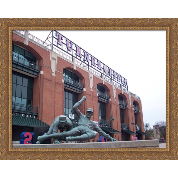 Turner Field 36x28 Large Gold Ornate Wood Framed Canvas Art - Home of the Atlanta Braves