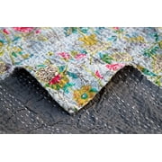 Indian Handmade Queen Cotton Kantha Quilt throw Blanket Bedspread Vintage Quilt
