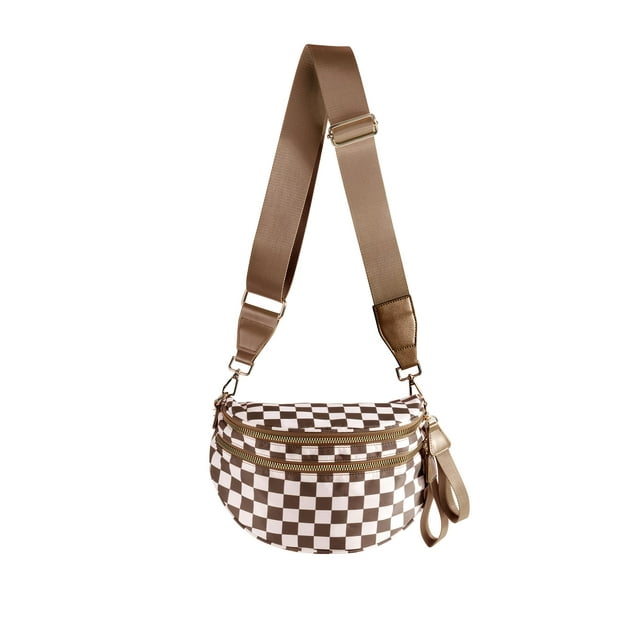 Bandolera FEIBOON Spacious a cuadros de nylon para mujer