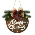 Christmas Wooden Door Sign Door Wreath With Simulated Leaf Bow