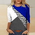 thumbnail image 4 of Fanxing Women Colorblock Tops Summer 3/4 Sleeve Shirt Casual Round Neck T-Shirt Loose Casual Blouse Shirt for Juniors S,M,L,XL,XXL, 4 of 6