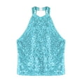 thumbnail image 4 of MSemis Kids Girls Sequins Hip Hop Jazz Cropped Tops Dance Tops Light Blue 6, 4 of 6