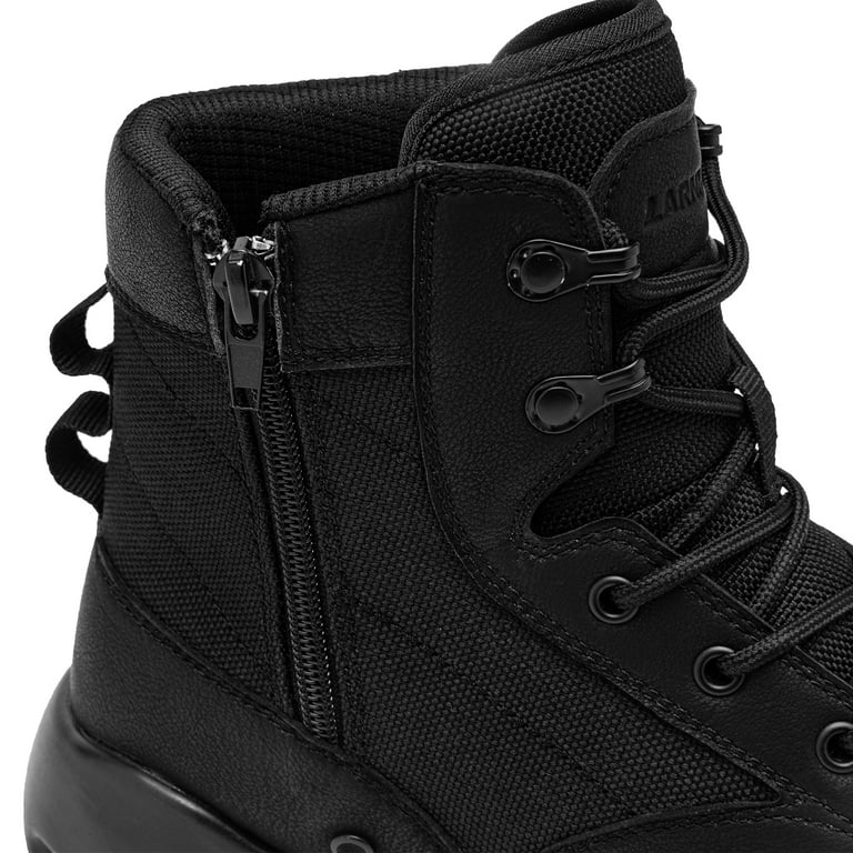 Larnmern Non Slip Mens Boots Slip Resistant Shoes Air Cushion Side Zipper Casual Comfort Botas Militares Hombre Zapatos de Trabajo Black