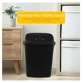thumbnail image 5 of 8 Gallon Plastic Swing Top Garag Bin, Lidded Wastebasket Trash Can for Kitchen or Workspace, Set of 4, Black, 5 of 7