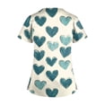 thumbnail image 3 of Valentines Day Scrub Tops for Women Casual Criss Cross V Neck Cute Love Heart Printed Scrubs Hoilday Short Sleeve Scrub Shirts Nursing Uniform Medical Nurse Workwear with Pockets Turquoise L, 3 of 4