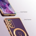 thumbnail image 3 of Magnetic Case for Samsung Galaxy S20 FE 5G Case[Compatible with MagSafe] Cute Plating Love Hearts Pattern Case,Soft Shockproof TPU Bumper Protective Cover for Women Girls,Dark Violet, 3 of 7