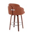 thumbnail image 6 of LumiSource Walnut Wood, Camel PU, Chrome Dahlia Counter Stool - Set of 2, 6 of 8