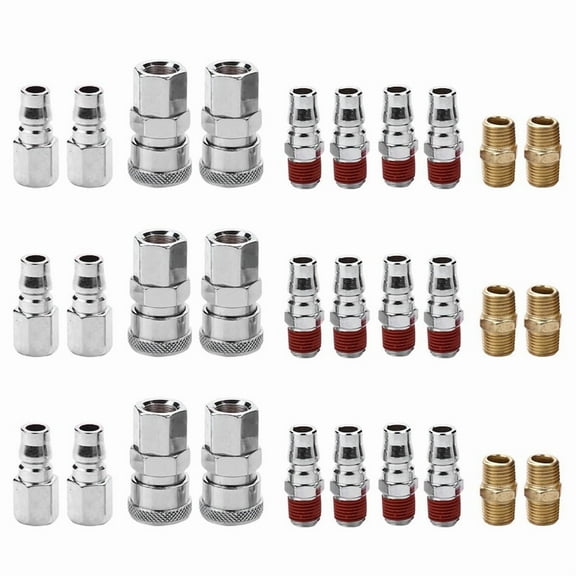 30Pcs 1/4 Inch Air Line Hose Compressor Fitting Connector Coupler Quick Release Pneumatic Parts