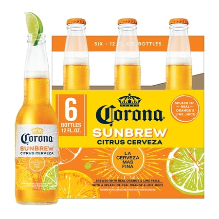 Corona Sunbrew Citrus Cerveza Mexican Import Beer, 6 Pack 12 fl oz Bottles, 4.5% ABV