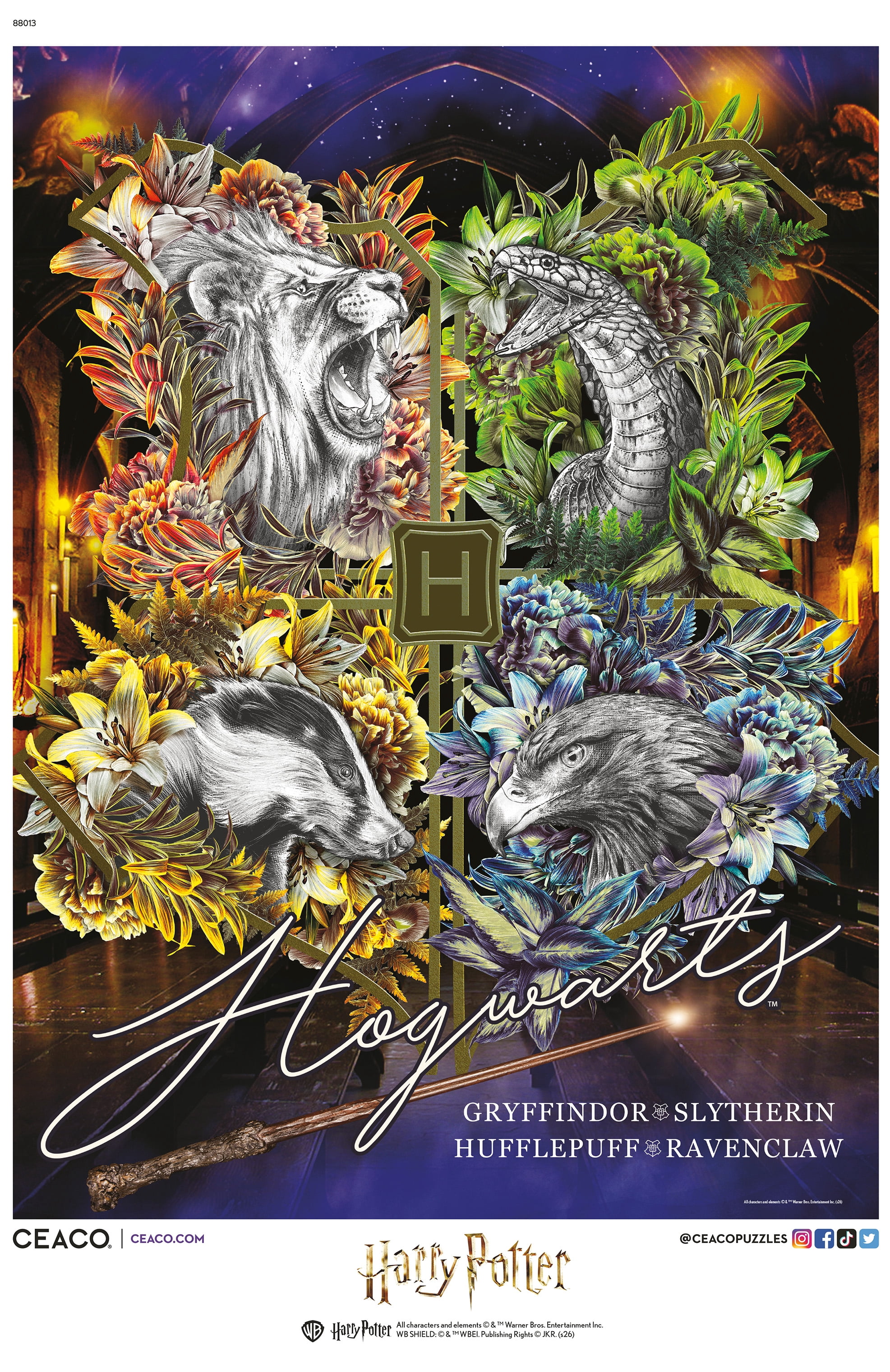 Ceaco Harry Potter Hogwarts Crest and Houses 1000-Piece Interlocking Jigsaw Puzzle for Children Ages 14+