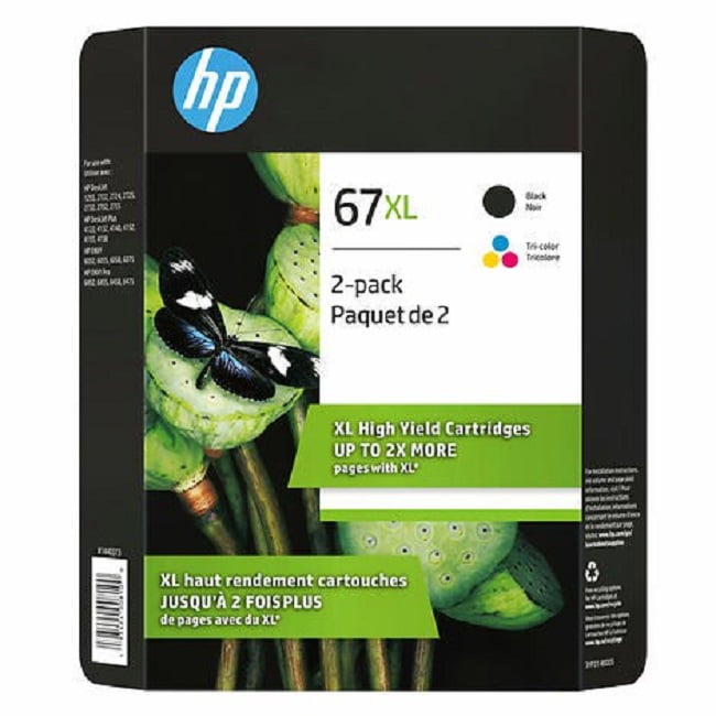 HP 67XL High-Yield Black and Tri-Color Ink Cartridges for Envy and