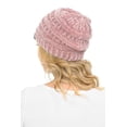 thumbnail image 3 of C.C Hat-30 Slouchy Thick Warm Cap Hat Skully Color Cable Knit Beanie Chenille Rose, 3 of 5