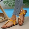 thumbnail image 6 of Domuza Sandals Women Flat Shoes Summer Bohemian Toe-Separator Sandals Casual Comfortable Beach Flip Flops with Elastic Band Yellow 8（EU-40）, 6 of 6