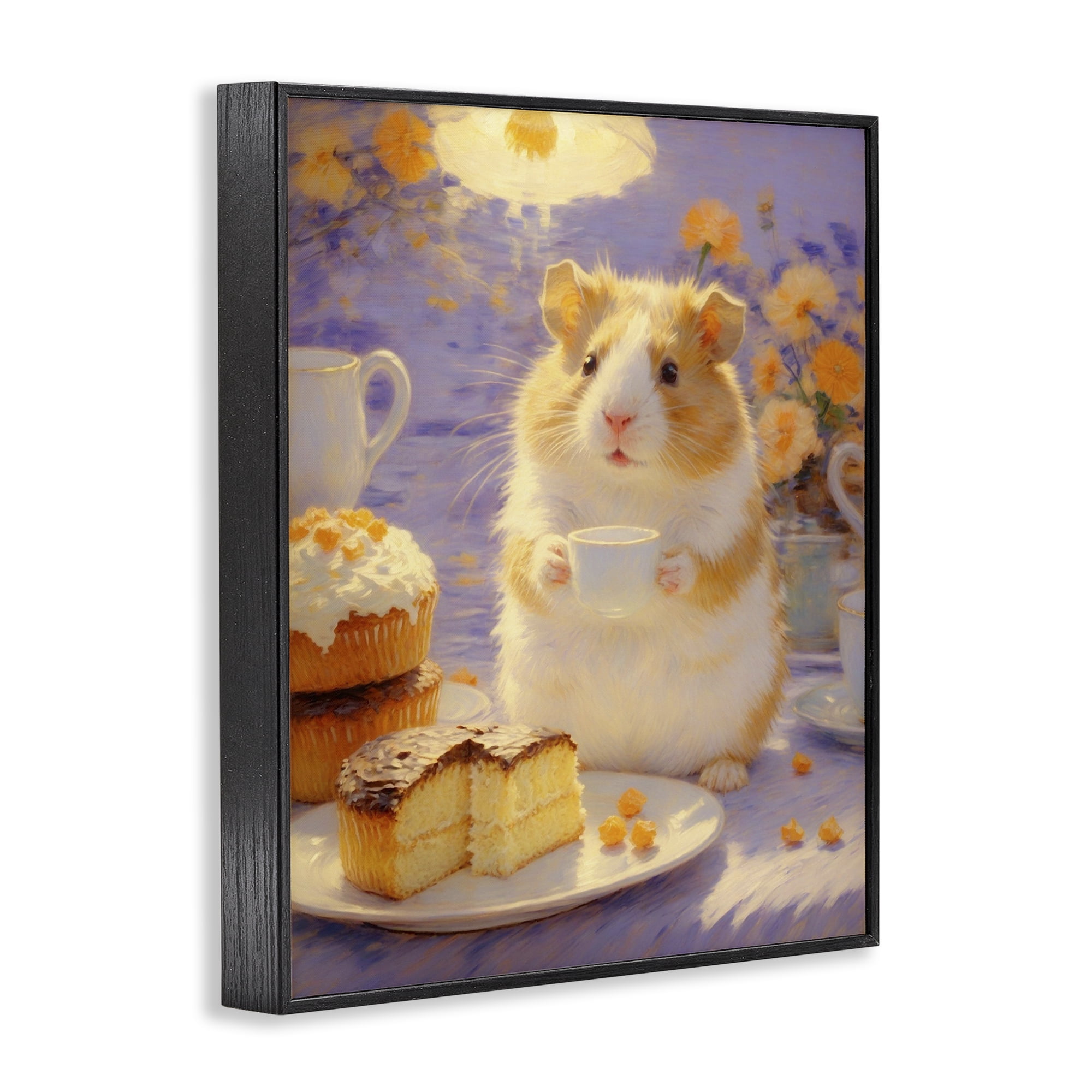 Stupell Industries Hamster Tea Party with Cake Black Framed Giclee Art, design by Angie Hawke