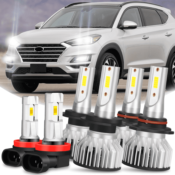 Fits 2019-2021 Hyundai Tucson LED Light Bulbs Headlight High Low Beam   Fog Light Set 6pcs