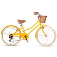 thumbnail image 3 of Glerc Missy 24" Girls Cruiser Bike 6-Speed Women's Hybird Bicycle for Ages 7-11 Years,Yellow, 3 of 13