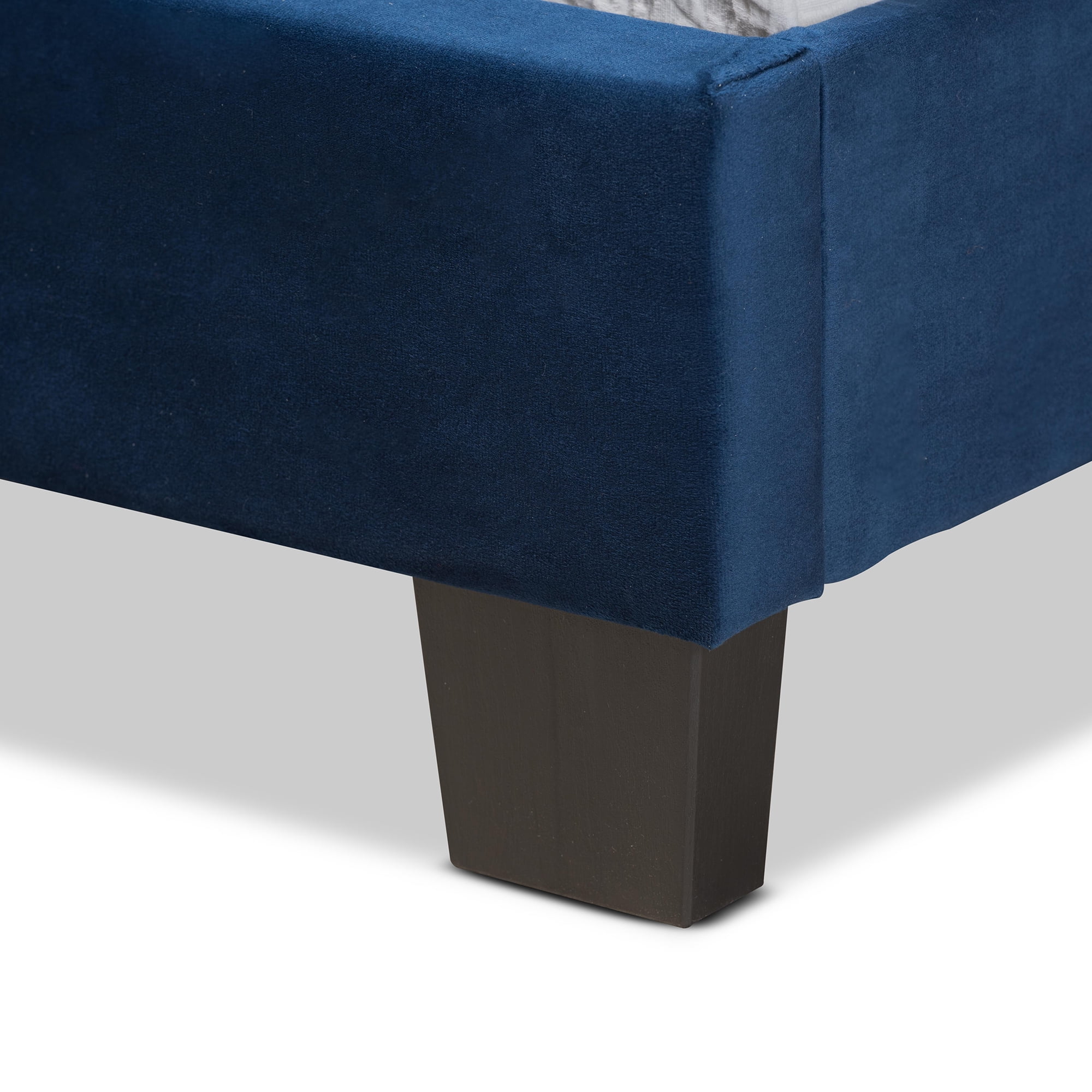 Baxton Studio Caprice Contemporary/Modern Velvet Tufted Panel Bed, Twin, Navy Blue/Black