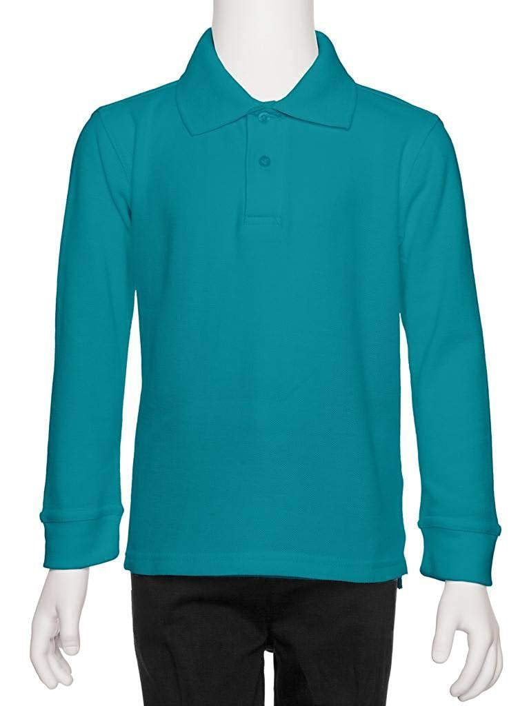 Pique Chambray Collar Comfortable Quality AKA Boys Wrinkle-Free Polo Shirt 