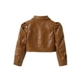 thumbnail image 3 of Sunisery Toddler Baby Girls Leather Short Jacket Coat Moto Faux PU Jackets Children Fashion Winter Outerwear Crop Top, 3 of 5