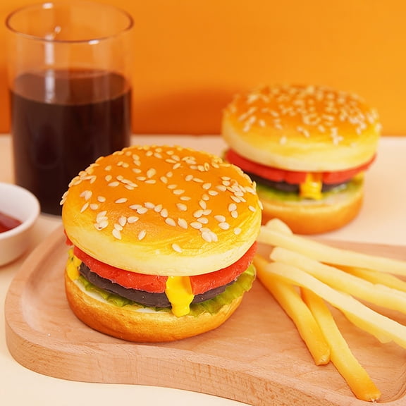Desktop ornament,Artificial Bread Models Simulation Food Props Realistic Burger Plastic Play Food Display Props For Restaurant Cake Shop (Beef)