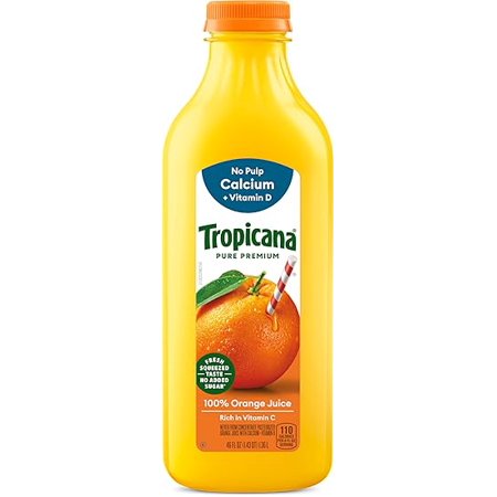 Tropicana Pure Premium 100% Orange Juice, No Pulp with Calcium, 46 Fl Oz Bottle