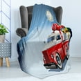 thumbnail image 4 of Christmas Soft Flannel Fleece Throw Blanket, Red and White American Truck in December Winter Night Moon and Stars Tree, Cozy Plush for Indoor and Outdoor Use, 50" x 60", Blue Red White, by Ambesonne, 4 of 5