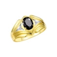 thumbnail image 3 of RYLOS Men's Rings 14K Yellow Gold Rings Classic Designer Style 9X7MM Oval Gemstone & Diamond Ring Onyx October Birthstone Rings For Men Size 8, 3 of 7