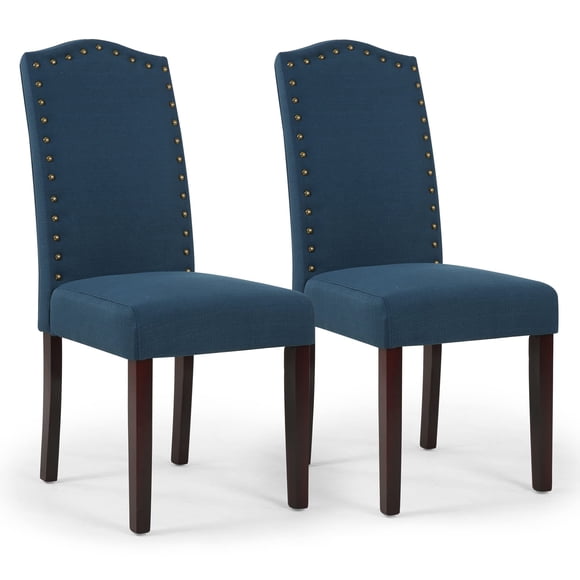 LSSPAID Chaises de Salle à Manger, Ensemble de 2, Chaises de Salle à Manger Parsons Modernes à Dossier Haut Rembourrées en Tissu avec Garniture de Clous et Pieds en Bois Massif, Sarcelle