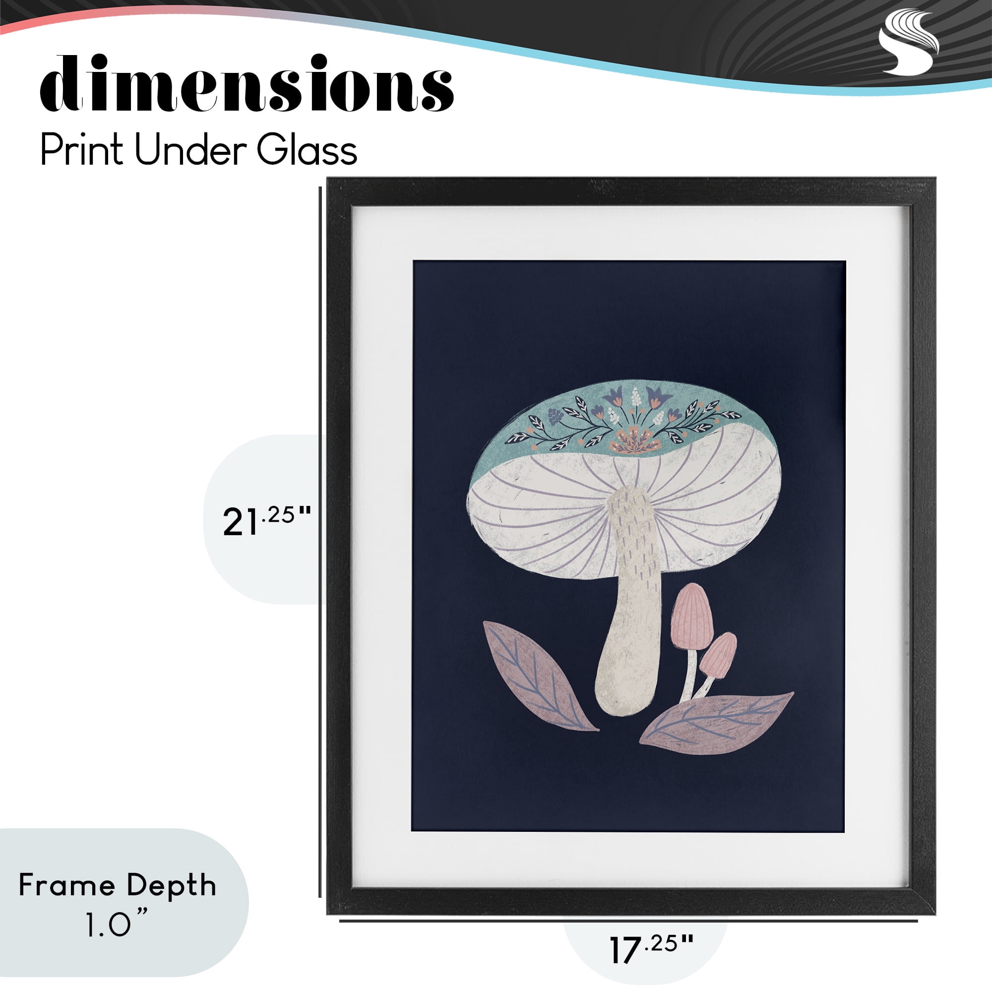 Stupell Industries Floral Cottage Mushroom Black Framed Print Under Glass, design by Metka Hiti