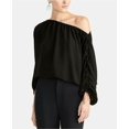 thumbnail image 1 of Rachel Rachel Roy Salena Off The Shoulder Long Drawstring Sleeve Top In Black XS, 1 of 1