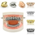 thumbnail image 2 of Gold Silver Plated Hip Hop Teeth Grillz Top&amp; Bootom Groll Set With  silicone Vampire teeth Best Gift For Christmas BLD, 2 of 7