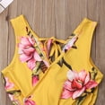 thumbnail image 3 of Caoirhny 1-6T Kids Little Baby Girl Sleeveless Jumpsuit V Neck Flower Print Bohemian Style Lace-up Ruffles Shorts Romper Outfit, 3 of 7