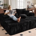 thumbnail image 3 of Vcatnet 75" Oversized Modular Sectional Sofa Cloud Couch Plush Corduroy Chaise Lounge Loveseat Sofa Bed Upholstered Sleeper Sofa for Living Room and Bedroom, Black, 3 of 9