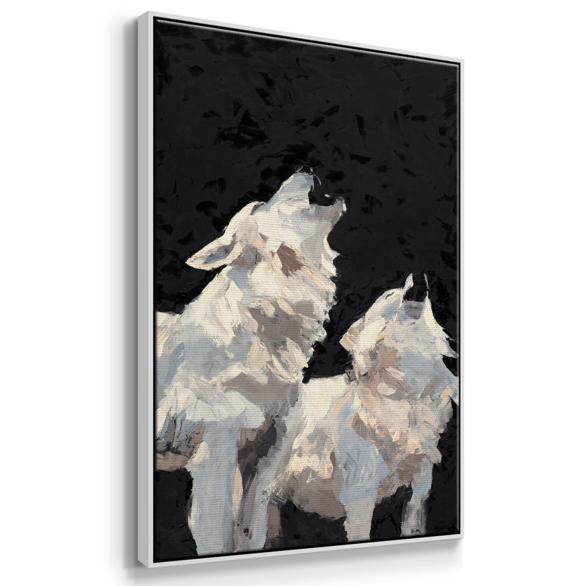 Midnight Wolves Framed Premium Gallery Wrapped Canvas - Ready to Hang - 17 x 25 - White Floating Frame