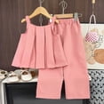 thumbnail image 2 of HCNTES Toddler Boy and Girl Spring Summer Outfits Shorts Sets Short Sleeve Fashion Prints Tee Top Elastic Shorts 2PCS Set(Pink,4-5 Years), 2 of 6
