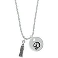 thumbnail image 1 of Delight Jewelry Silvertone London's Big Ben Clock Tower Silvertone Script Initial Disc - D - Charm Necklace, 20"+3", 1 of 4