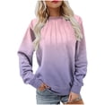 thumbnail image 1 of ZVNAH Chandails en Molleton pour Femmes Col Rond en Molleton Surdimensionné Manches Longues Chandail Chandails en Molleton Automne 2025 Hauts Mignons Dégradé Vêtements Preppy, 1 of 5
