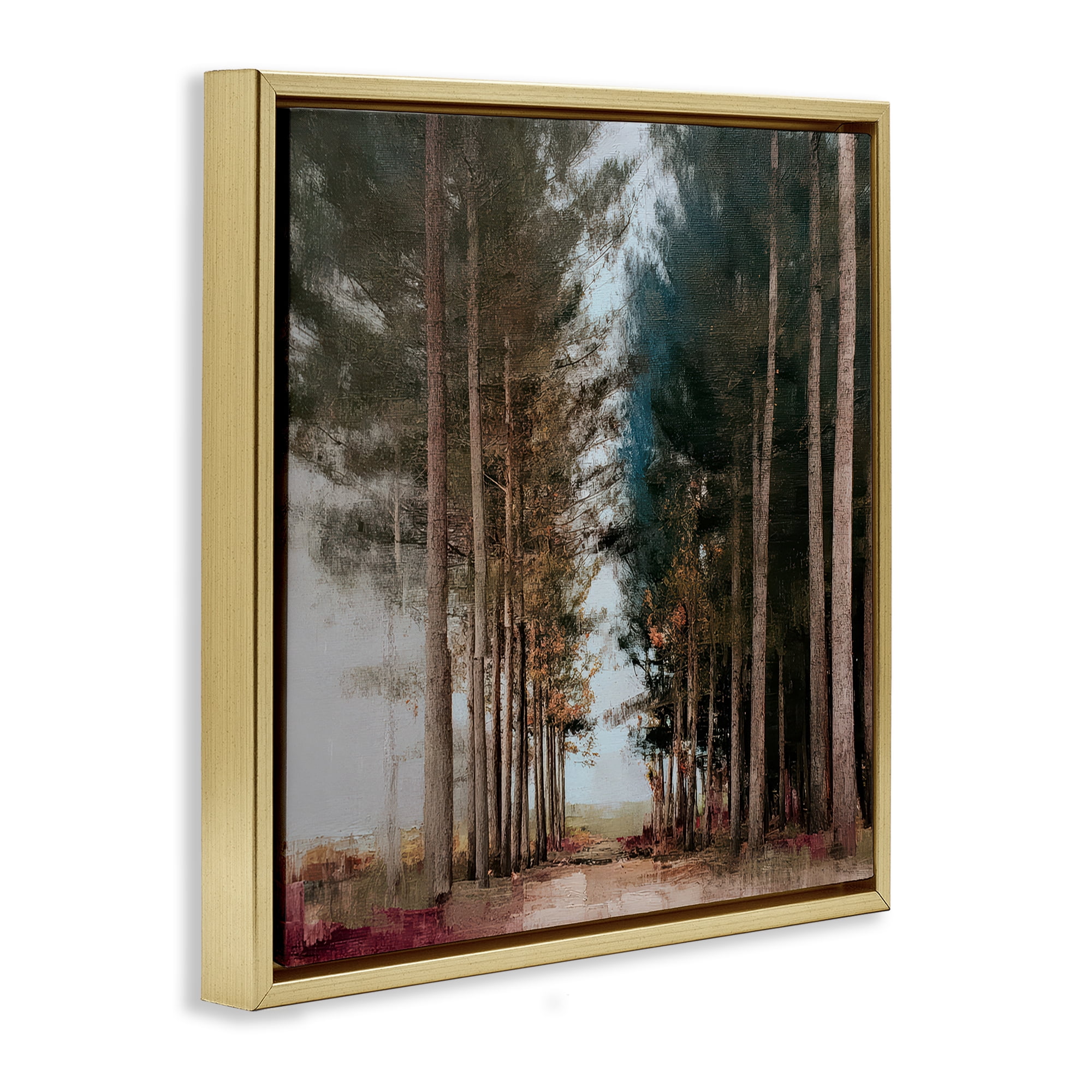 Stupell Industries Tall Trees Pathway Gold Framed Floater Canvas Wall Art, design by Kim Curinga