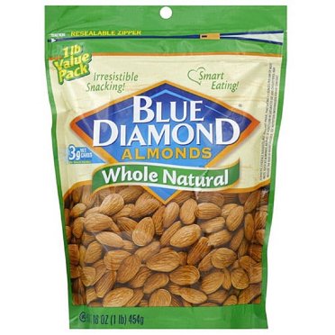Blue Diamond Whole Natural Value Pack Almonds 16 Oz Bag - Walmart.com