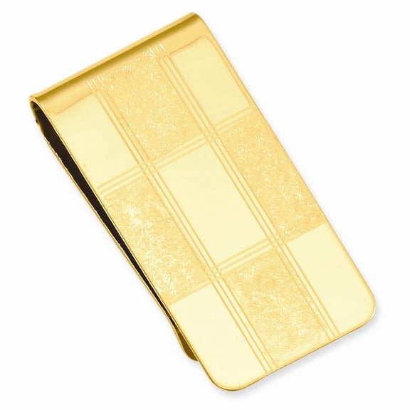 Gold-plated Kelly Waters Four Princess Square Engraveable Money Clip; for Adults and Teens; for Women and Men