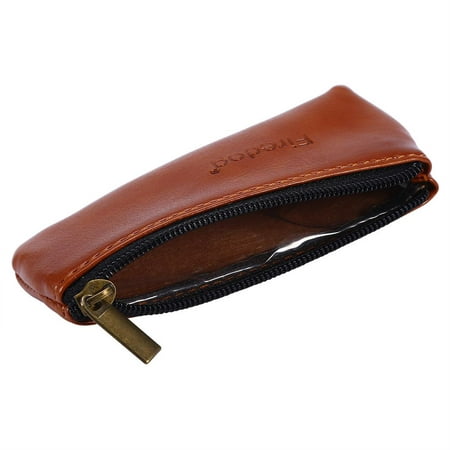 HERCHR Pipe Tobacco Pouch, Smoking Tobacco Pouch, Mini Tobacco Pack Zipper (Brown), Portable Zippered PU Leather Pouch Bag, Case Holder for Preserving Tobacco Smoking Pipe, Tobacco Pouch