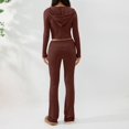 thumbnail image 6 of HOWPAY Sweater Sets for Women 2 Piece Solid Color Long Sleeve Knitted Hooded Sweater Top Wide Leg Pants Sweatsuits Casual Loose Lounge Sets Brown S, 6 of 6