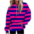 thumbnail image 2 of UVEASISHA Women's Oversized Striped Sweatshirts Long Sleeve Casual Hoodies Pullover Colorblock Loose Drawstring Hooded Sweatshirt with Kangaroo Pocket,Hot Pink,M, 2 of 6