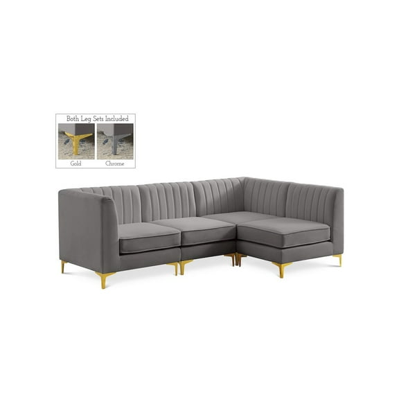 Meridian Furniture Alina Grey Velvet Modular Sectional