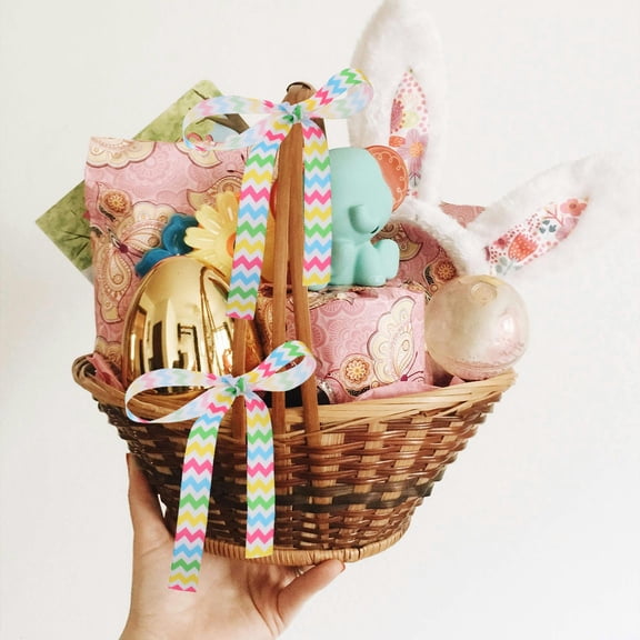 TEHAUX Decorative Easter Ribbon Assorted Colors Polyester Ribbon for Crafts, Wrapping, Party Decorations and Box Tying
