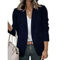 thumbnail image 1 of Innerwin Blazers Solid Color Women Cardigan Jacket Work Shawl Neck Slim Fit Business Jackets Dark Blue XL, 1 of 7
