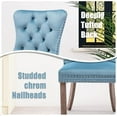 thumbnail image 5 of SoarFlash Velvet Dining Chairs Set of 2, Tall Back Side Chair, Modern Upholstered High-end Tufted Side Chair with Button Back Ring, Solid Wood Legs Sky-Blue, 5 of 6