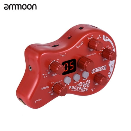 ammoon PockRock Portable Guitar Multi-effects Processor Effect Pedal 15 Effect Types 40 Drum Rhythms Tuning Function with Power (The Best Guitar Effects Processor)