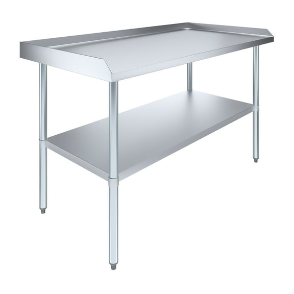 AmGood 60" Long x 30" Deep Commercial Work Table with Backsplash and Sidesplashes | Stainless Steel Prep Table for Kitchen, Restaurant, Garage, Laundry | NSF