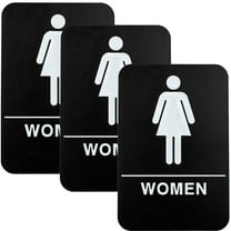 Excello Global Products Plastic Restroom Sign: Easy to Mount with Braille (ADA Compliant), Great for Business - 6"x9",  Woman, - Pack of 3 - EGP-HD-0277